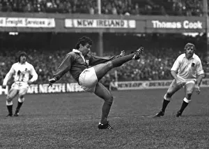 Irelands Tony Ward kicks clear against England - 1979 Five Nations