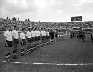 Images Dated 20th June 2012: Italy and England line-up at the Stadio Olimpico in 1961 +