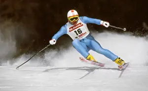 Italys Alberto Tomba during the 1987 World Championships in Crans Montana, Switzerland