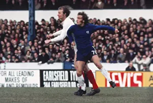 Jack Charlton of Leeds and Tommy Baldwin of Chelsea challenge for the ball