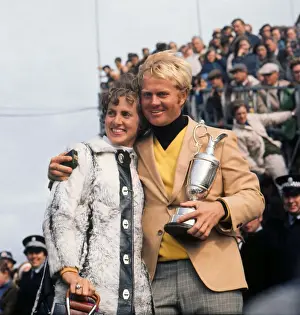 Jack Nicklaus celebrates winning the 1970 Open with his wife Barbara