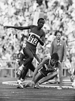 Athletics Collection: Jim Ryun falls at the 1972 Munich Olympics