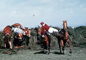 Horse Racing Collection: Jockeys fall at The Chair, Grand National 1979
