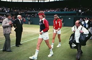 Images Dated 29th June 2011: John McEnroe and Bjorn Borg walk out on Centre Court for the 1981 Wimbledon Mens Final