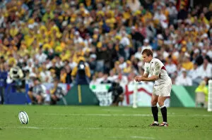 2003 Rugby World Cup Final Collection: Jonny Wilkinson prepares to take a kick during the 2003 World Cup Final