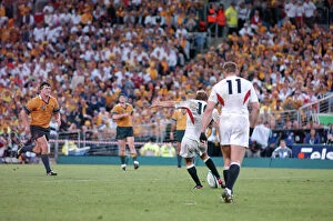 Images Dated 4th June 2001: Jonny Wilkinson strikes the World Cup-winning drop goal