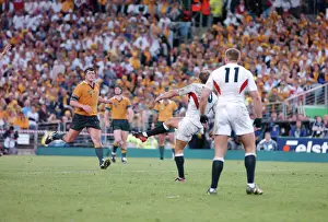 Jonny Wilkinson strikes the World Cup-winning drop goal