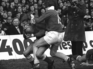 JPR Williams makes his famous shoulder-barge tackle on Jean-Francois Gourdon - 1976 Five Nations
