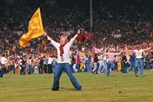 A jubliant Scotland fan during the Wembley pitch invasion - 1977 British Home Championship