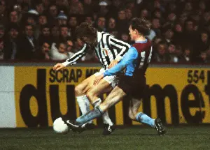 Juventus Zbigniew Boniek is challenged by Aston Villas Eamonn Deacy