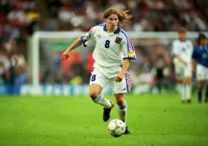 Images Dated 13th April 2012: Karel Poborski of the Czech Republic on the ball at Euro 96