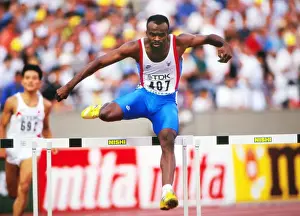 Kriss Akabusi on his way to a 400m hurdles bronze medal in the 1991 World Championships