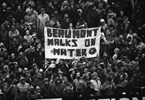 Images Dated 11th February 2011: The Lancashire crowd hold up a banner for captain Bill Beaumont during the 1980 County