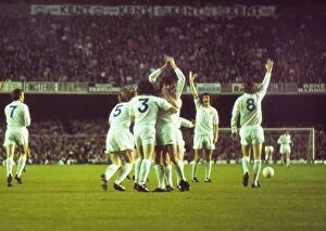 Images Dated 23rd April 2012: Leeds United celebrate Peter Lorimers goal at the Nou Camp in the 1975 European Cup semi-final