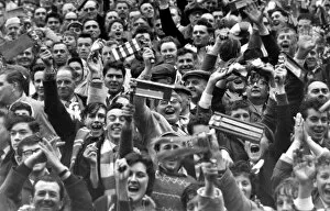 1963 FA Cup Final - Manchester United 3 Leicester City 1 Collection: Leicester City fans celebrate their teams victory against Liverpool in the 1963 FA Cup semi-final