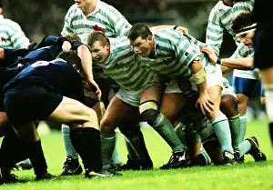 Liam Mooney and Jonathan Evans prepares to scrummage - 1995 Varsity Match