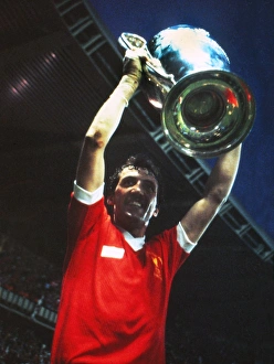 Liverpool goalscorer Alan Kennedy celebrates with the trophy - 1981 European Cup Final