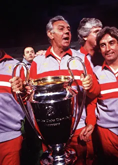 Liverpool manager Joe Fagin with the trophy after the 1984 European Cup Final