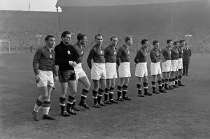 The Magical Magyars line up at Wembley before sensationally defeating England 6-3 in 1953