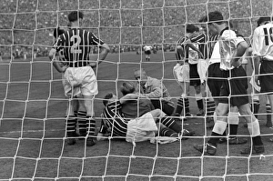 Manchester City goalkeeper Bert Trautmann lies injured - 1956 FA Cup Final