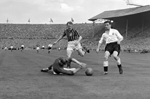 Images Dated 21st May 2013: Manchester City goalkeeper Bert Trautmann makes a save - 1956 FA Cup Final
