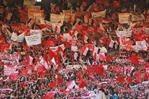 Manchester United fans show their banners in the Wembley stands during the 1977 FA Cup Final
