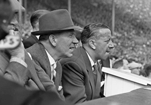 Manchester United manager Matt Busby sits on the bench with caretaker manager Jimmy Murphy - 1958 FA Cup Final