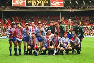 The Manchester United team celebrate winning the 1992 League Cup