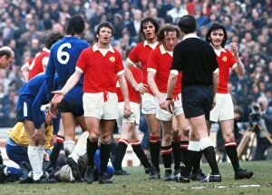Images Dated 22nd October 2012: Manchester Uniteds Willie Morgan appeals to the referee in 1973