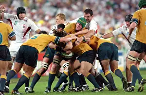 Martin Johnson takes on the Australian forwards during the 2003 World Cup Final
