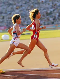 Olympic Games Prints: Mary Decker and Zola Budd - 3000m final at the 1984 Los Angeles Olympics