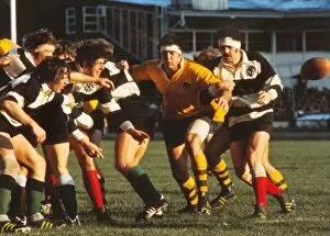 Images Dated 16th March 2012: Mervyn Davies and Garrick Fay tangle during Australias Final Challenge against the Babarians in 1976