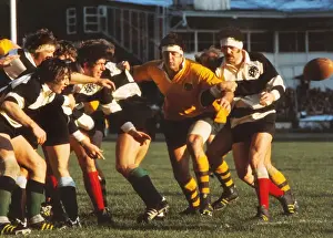 Mervyn Davies and Garrick Fay tangle during Australias Final Challenge against the Babarians in 1976