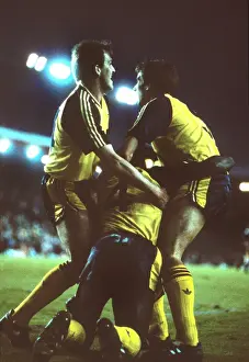 Michael Thomas celebrates his title-winning goal at Anfield in 1989