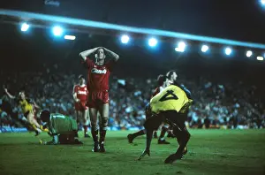 Michael Thomas celebrates his title-winning goal at Anfield in 1989
