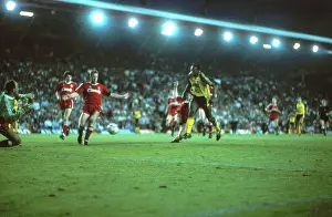Michael Thomas scores his title-winning goal at Anfield in 1989
