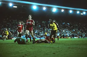 Michael Thomas scores his title-winning goal at Anfield in 1989