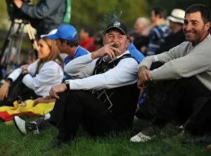 Images Dated 3rd October 2010: Miguel Angel Jimenez enjoys a cigar with the fans at the 2010 Ryder Cup