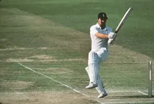 Cricket Prints: Mike Gatting pulls a ball to the boundary during the Centenary Test at Lords