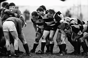 The Milne brothers line up in the front row for the Barbarians during during the 1989 Mobbs Memorial Match