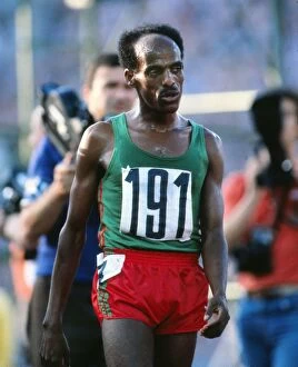 Images Dated 21st December 2011: Miruts Yifter completes the 5000m / 10, 000m double at the 1980 Moscow Olympics