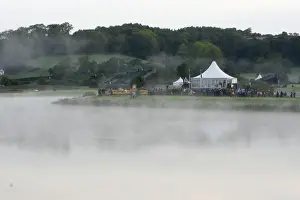Mist rises off the lake between the 6th fairway and the 13th tee at Celtic Manor during the 2010 Ryder Cup