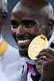 Sport Collection: Mo Farah shows of his 5000m gold medal