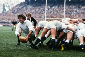 Nick Youngs passes the ball out for England during their 1983 victory over the All Blacks