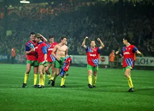 Norwich City players celebrate victory over Bayern Munich in the 1993 / 4 UEFA Cup