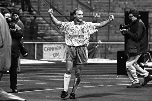 Norwich Citys Jeremy Goss celebrates victory against Bayern Munich in 1993 +
