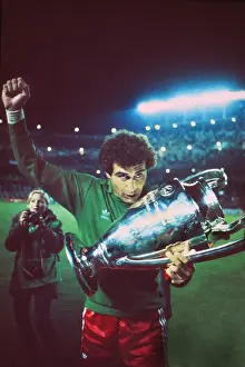 Nottingham Forest goalkeeper Peter Shilton celebrates with the European Cup in 1980