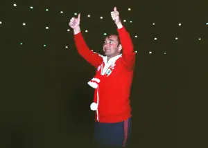 Nottingham Forest manager Brian Clough celebrates victory after the 1980 European Cup Final