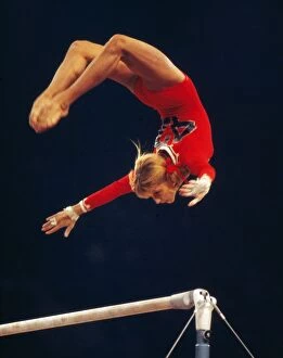 Other Sports Collection: Olga Korbut peforms her Korbut Flip - 1973 European Championships