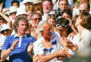 Images Dated 14th March 2012: Pat Cash hugs his coach in the stand after winning the Wimbledon title